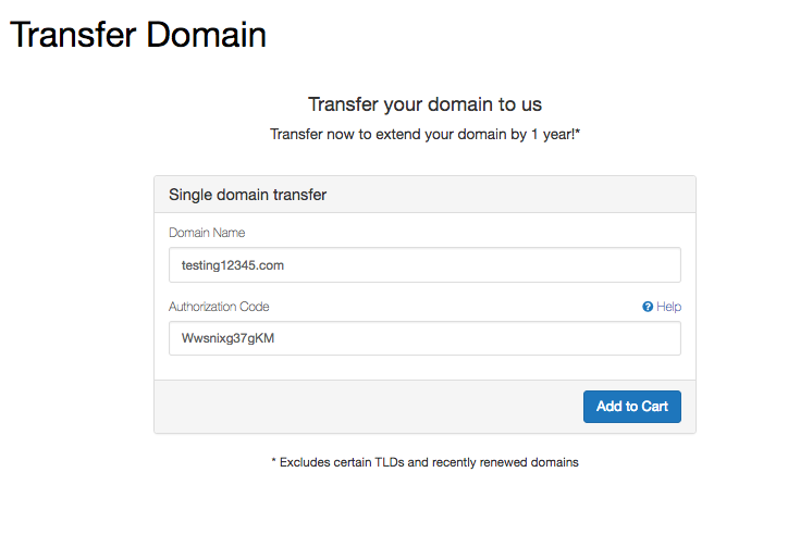 The first step of transferring your domain name to MojoHost is simply adding it and your EPP code.